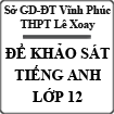 Đề thi khảo sát Tiếng Anh lớp 12 trường THPT Lê Xoay, Vĩnh Phúc năm 2014 - 2015 (lần 2)