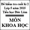 Đề kiểm tra cuối học kì 2 môn Khoa học lớp 5 trường Tiểu học Đức Lâm, Hà Tĩnh