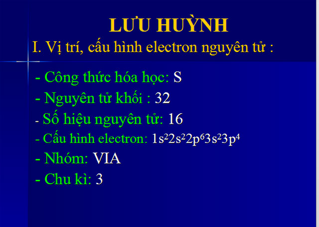 B&agrave;i giảng Lưu huỳnh