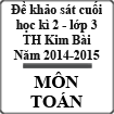 Đề khảo sát cuối học kì 2 môn Toán lớp 3 năm học 2014-2015 trường Tiểu học Kim Bài, Hà Nội