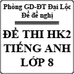 Đề thi học kì 2 môn Tiếng Anh lớp 8 năm 2015 phòng GD - ĐT Đại Lộc (Đề đề nghị)