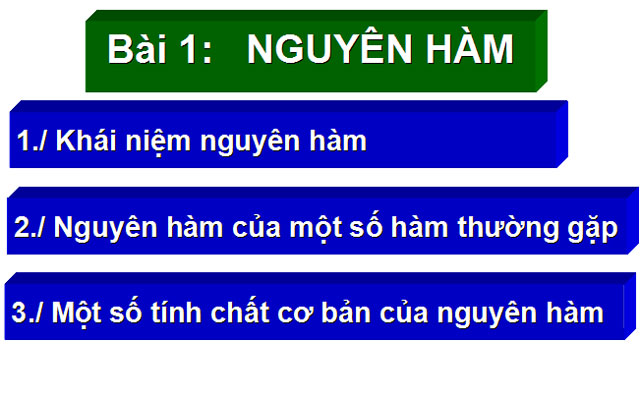 Bài giảng Nguyên hàm Giải tích 12 Bài giảng Giải tích 12