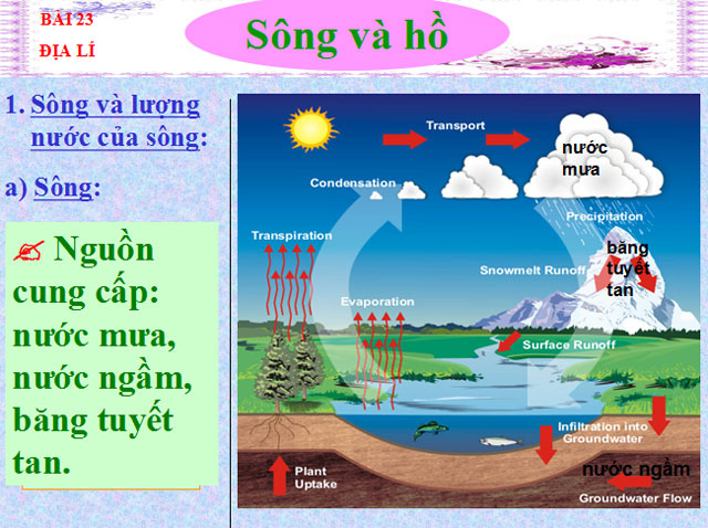 Bài giảng Sông và hồ Địa lý 6 Địa lý 6 bài 18