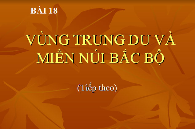 Bài giảng Vùng trung du và miền núi Bắc Bộ Vùng trung du và miền núi Bắc Bộ