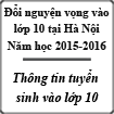 Đổi nguyện vọng vào lớp 10 tại Hà Nội