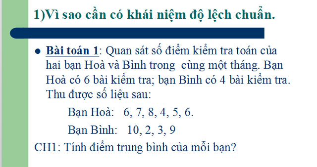 Bài giảng Phương sai và độ lệch chuẩn Đại số 10 Phương sai và độ lệch chuẩn Đại số 10