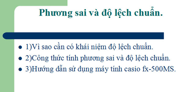 Bài giảng Phương sai và độ lệch chuẩn Đại số 10 Bài giảng Đại số 10