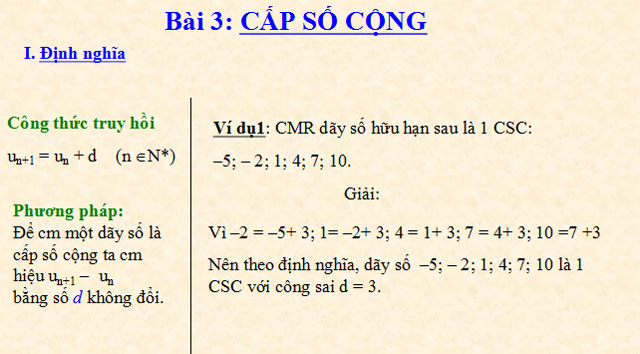 Cấp số cộng Đại số 11