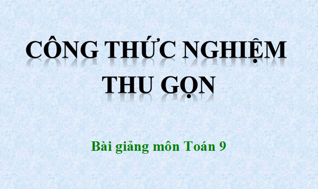 C&ocirc;ng thức nghiệm thu gọn