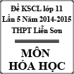 Đề khảo sát chất lượng môn Hóa lớp 11 lần 5 năm học 2014-2015 trường THPT Liễn Sơn, Vĩnh Phúc