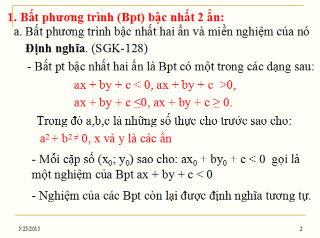 Bất phương tr&igrave;nh bậc nhất hai ẩn 