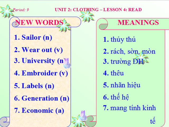 Tiếng Anh 9 unit 2