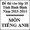 Đề thi tuyển sinh vào lớp 10 môn tiếng Anh năm học 2013-2014 tỉnh Bình Định