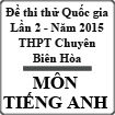 Đề thi thử tiếng Anh THPT