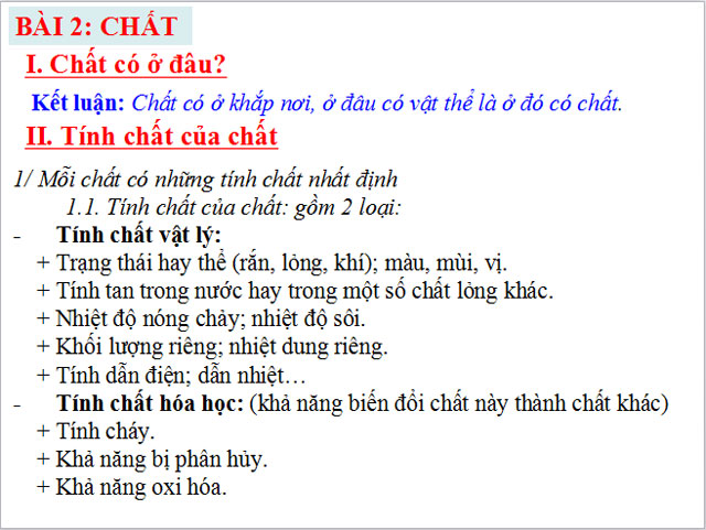 Bài giảng Chất Hóa học 8 Bài giảng Hóa học 8