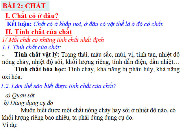 Bài giảng Chất Hóa học 8 Bài giảng Hóa học 8