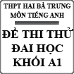 Đề thi thử đại học môn Tiếng Anh khối A1 trường THPT Hai Bà Trưng, Thừa Thiên Huế năm 2014