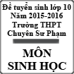 Đề thi tuyển sinh vào lớp 10 môn Sinh học (Chuyên) năm học 2015-2016 trường THPT Chuyên Sư Phạm, Hà Nội