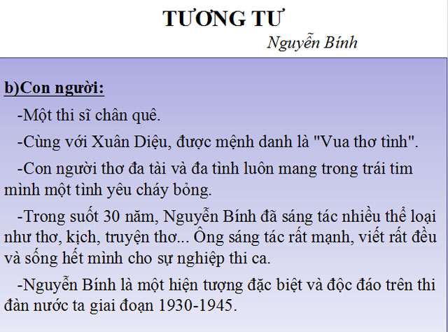 Bài giảng Tương tư 