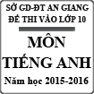 Đề thi tuyển sinh vào lớp 10 môn Tiếng Anh năm học 2015-2016 Sở GD-ĐT An Giang