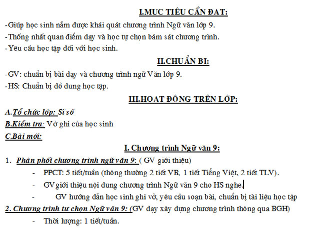 Giáo án dạy thêm môn Văn 9 Giáo án dạy môn Văn 9