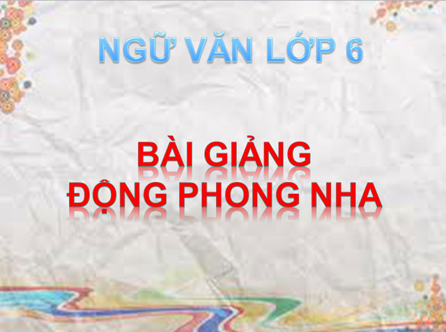 Bài giảng Động Phong Nha