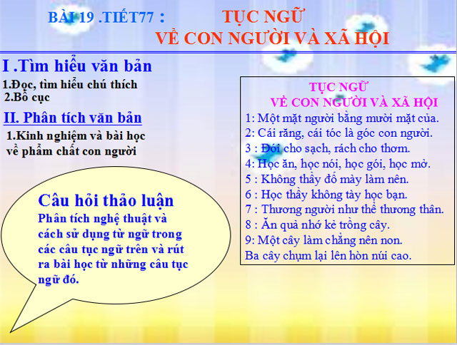 Tục ngữ về con người và xã hội Ngữ văn 7