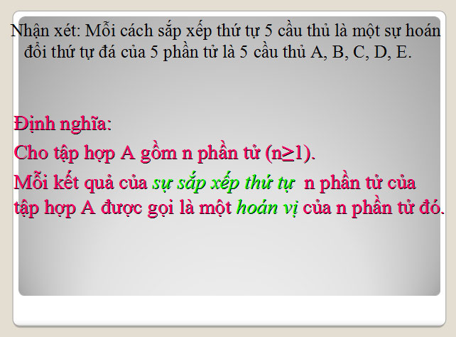 Hoán vị - Chỉnh hợp - Tổ hợp Đại số 11