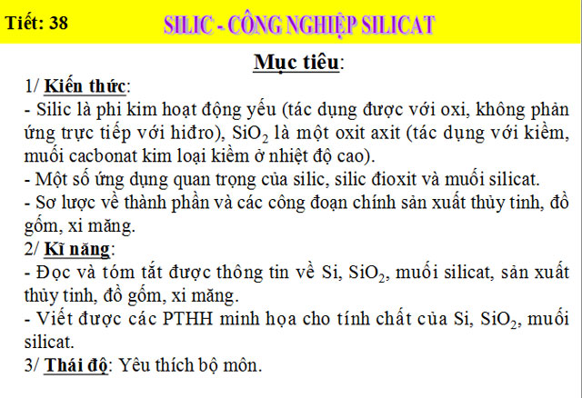 Bài giảng Silic, công nghiệp silicat Hóa học 9 Bài giảng bài Silic, công nghiệp silicat