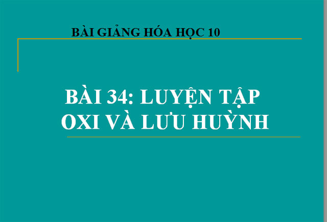 Bài giảng Hóa Học 10 
