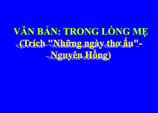 Bài giảng Trong lòng mẹ Ngữ văn 8 Trong lòng mẹ Ngữ văn 8