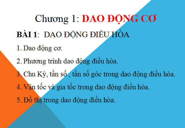 Vật lý 12 bài 1: Dao động điều hòa 