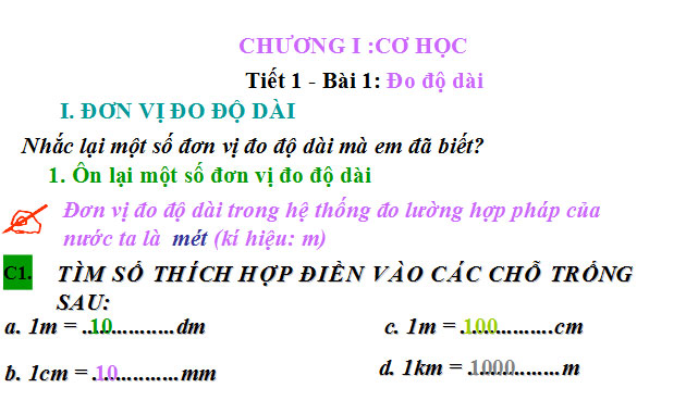 Bài giảng Vật lý 6 Bài 1: Đo độ dài Vật lý 6 Bài 1: Đo độ dài
