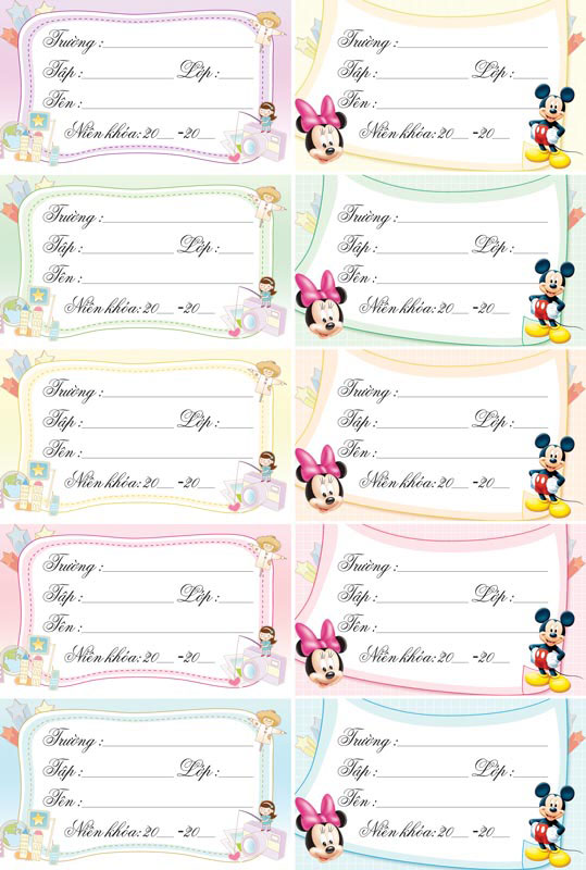 Những mẫu nhãn vở đẹp