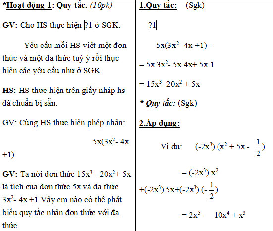 Giáo án Đại số 8 Bài 1