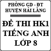 Đề thi học kì 1 môn Tiếng Anh lớp 8 huyện Hải Lăng, Quảng Trị năm 2014 - 2015