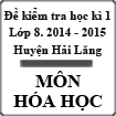 Đề kiểm tra học kì 1 lớp 8 môn Hóa học năm 2014 - 2015 huyện Hải Lăng, Quảng Trị