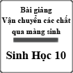 Bài giảng Vận chuyển các chất qua màng sinh chất Sinh học 10