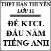 Đề kiểm tra chất lượng đầu năm môn Tiếng Anh lớp 11 năm 2015 - 2016 trường THPT Hàn Thuyên, Bắc Ninh
