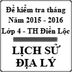 Đề kiểm tra tháng môn Lịch sử - Địa lý lớp 4 năm học 2015 - 2016 trường Tiểu học Điền Lộc, Thừa Thiên Huế