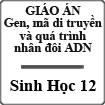 Giáo án Sinh học 12 bài 1: Gen, mã di truyền và quá trình nhân đôi ADN
