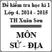 Đề kiểm tra học kì 1 môn Lịch sử - Địa lý lớp 4 năm học 2014 - 2015 trường Tiểu học Xuân Sơn, Khánh Hòa