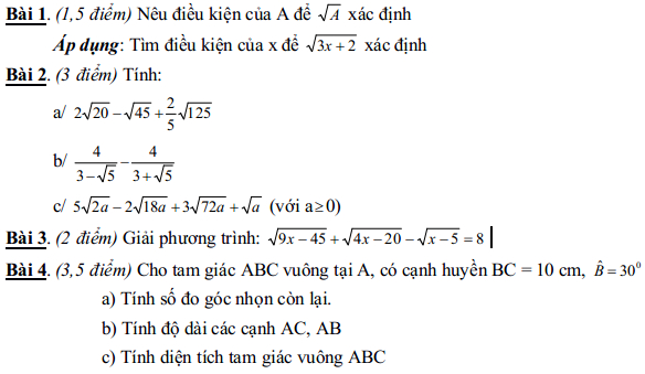 Đề kiểm tra giữa học kì 1 môn Toán có đáp án
