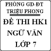 Đề thi học kì 1 môn Ngữ văn lớp 7 huyện Triệu Phong, Quảng Trị năm 2014 - 2015