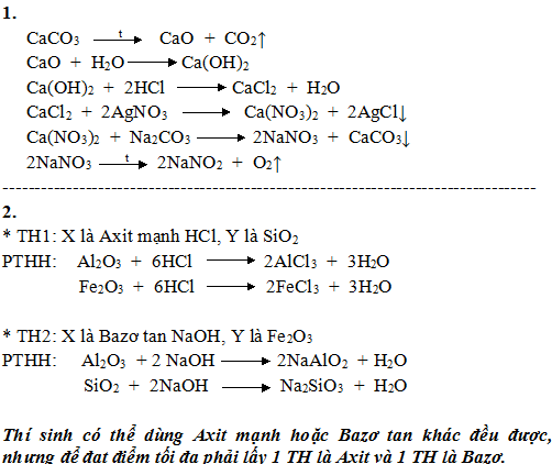 Đáp án môn hóa học lớp 9