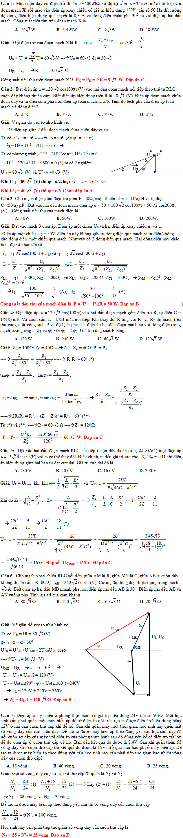 Ôn tập phần điện xoay chiều