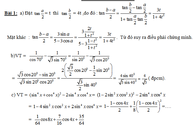 Đáp án môn toán lớp 11
