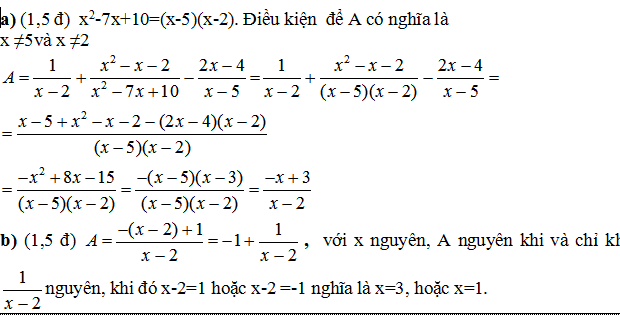 Đáp án môn toán lớp 10