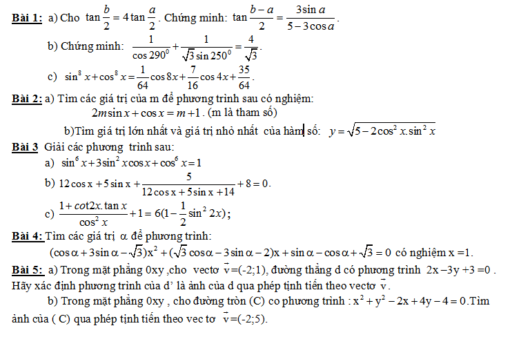 Đề thi hsg môn toán lớp 11