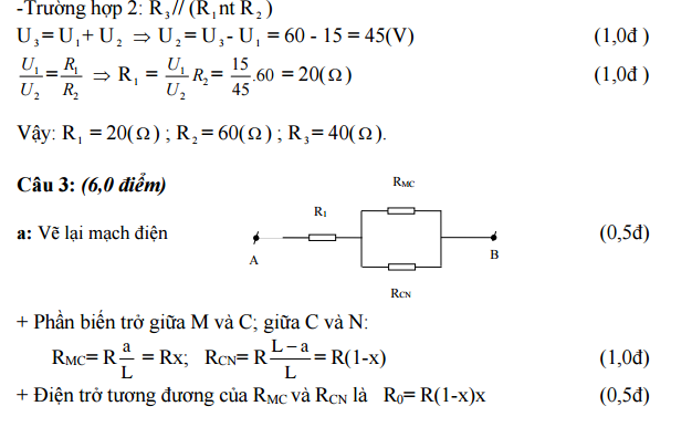 Đáp án môn vật lý